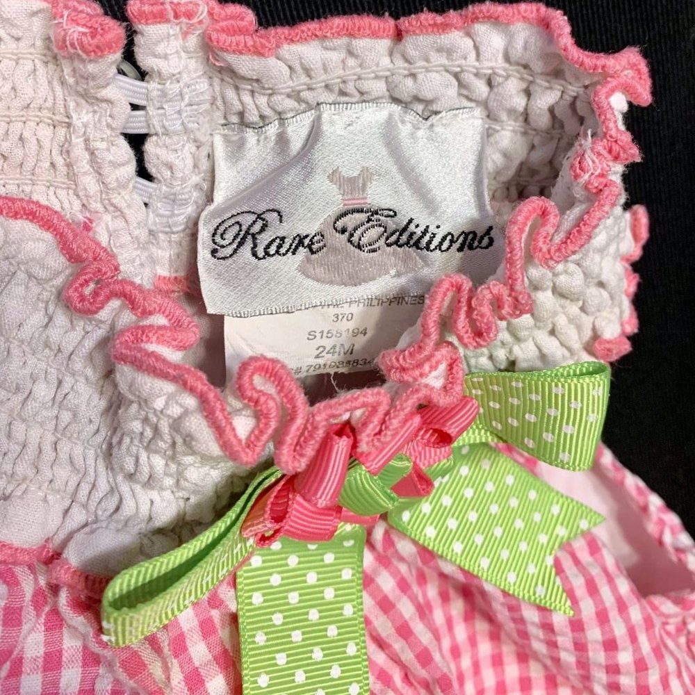 Adorable Pink Gingham Peplum Outfit Size 24M - Picture 3 of 5